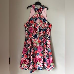 Vince Camilo Floral fit & flare scuba crepe dress